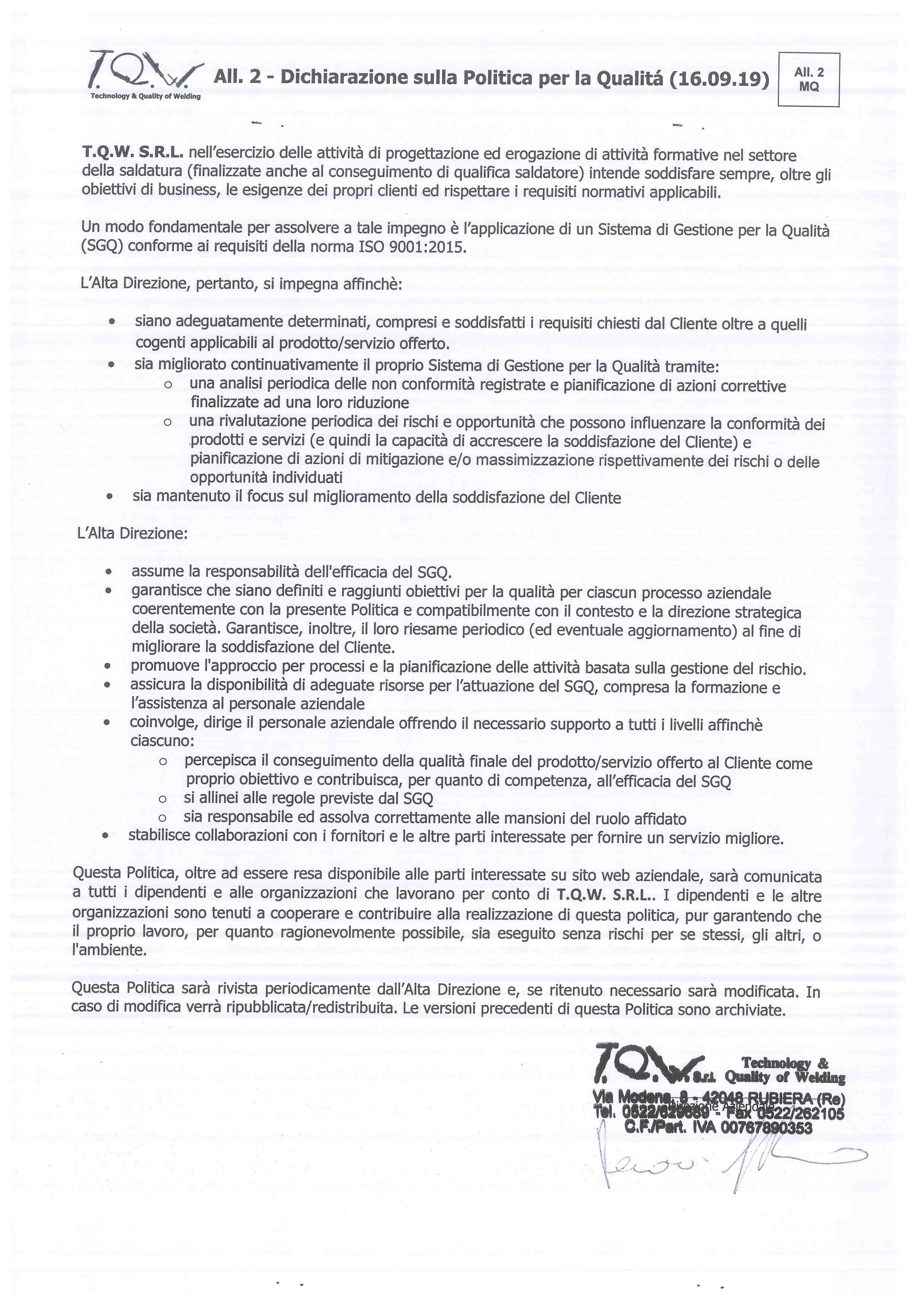 POLITICA DELLA QUALITA